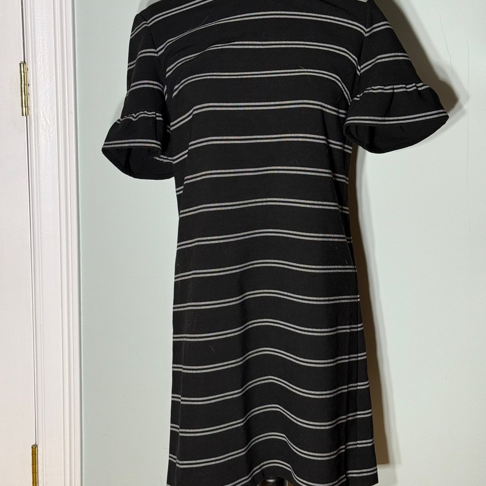 LOFT Black and White Striped Mini Dress
